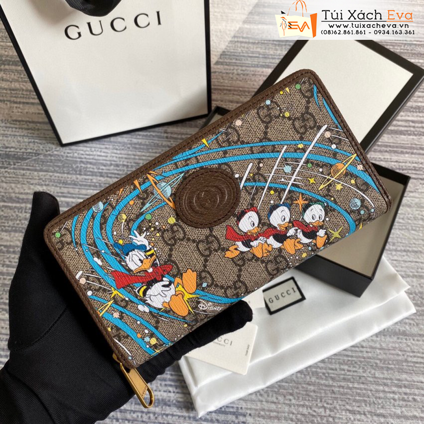 Ví cầm tay Gucci Disney Donald Duck Bag Siêu Cấp Màu Nâu Đẹp M647940.