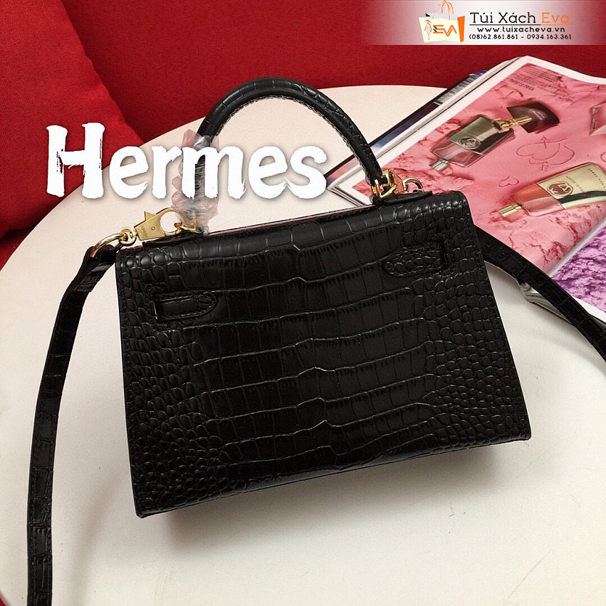 Túi Xách Hermes Mini Kelly Second Generation Bag Siêu Cấp Màu Đen Đẹp.