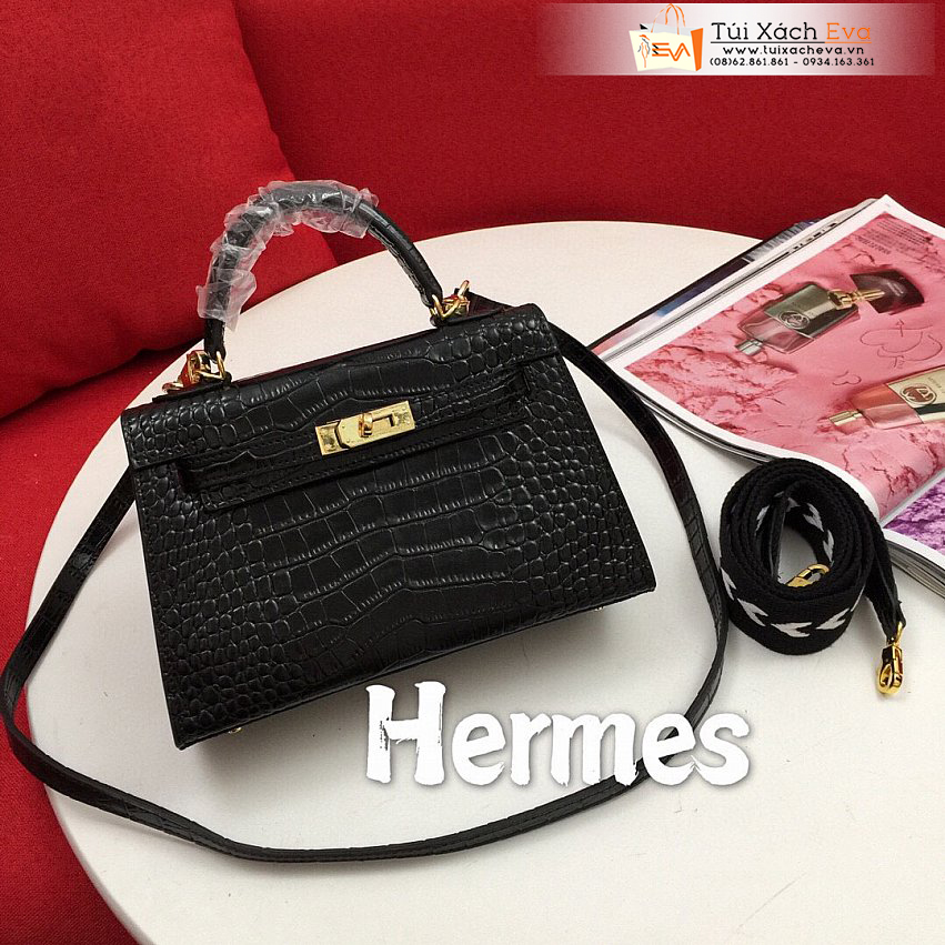 Túi Xách Hermes Mini Kelly Second Generation Bag Siêu Cấp Màu Đen Đẹp.