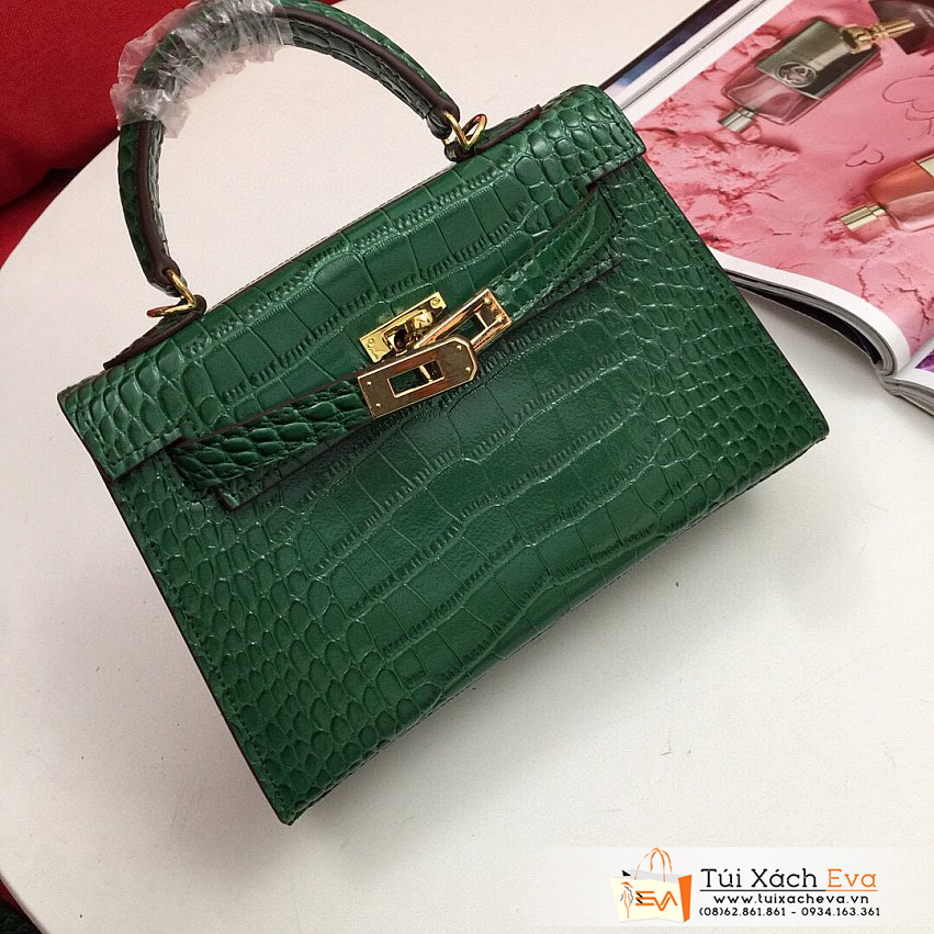 Túi Xách Hermes Mini Kelly Second Generation Bag Siêu Cấp Màu Xanh Rêu Đẹp.