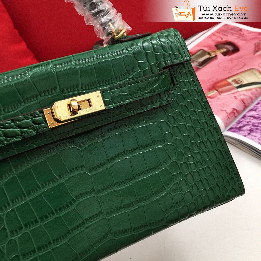 Túi Xách Hermes Mini Kelly Second Generation Bag Siêu Cấp Màu Xanh Rêu Đẹp.