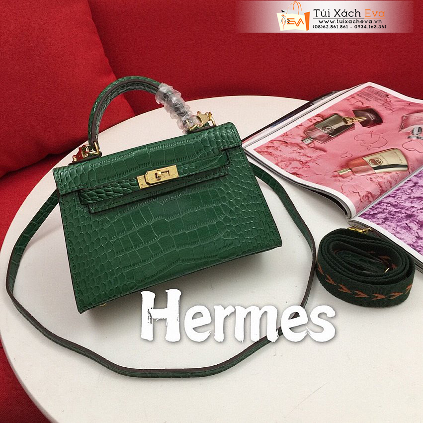 Túi Xách Hermes Mini Kelly Second Generation Bag Siêu Cấp Màu Xanh Rêu Đẹp.