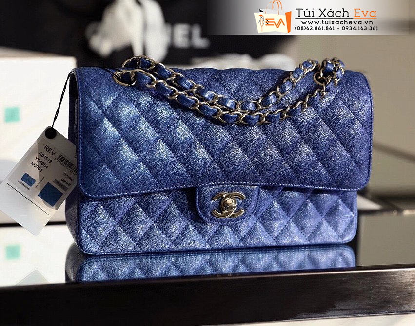 Túi Xách Chanel Classic Flap Midium Bag Siêu Cấp Màu Xanh Đẹp.