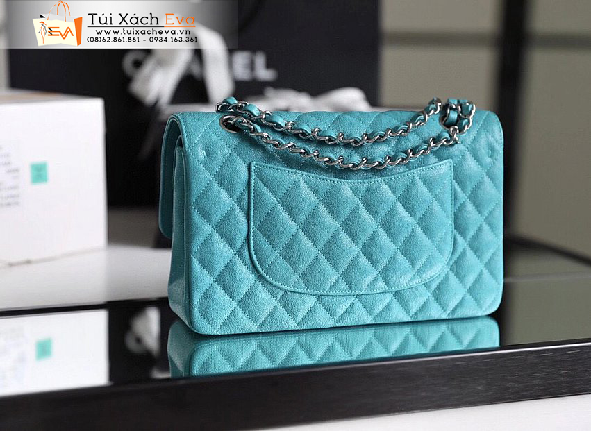 Túi Xách Chanel Classic Flap Midium Bag Siêu Cấp Màu Xanh Biển Đẹp.