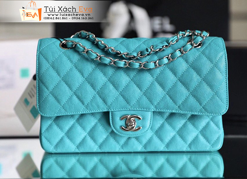 Túi Xách Chanel Classic Flap Midium Bag Siêu Cấp Màu Xanh Biển Đẹp.