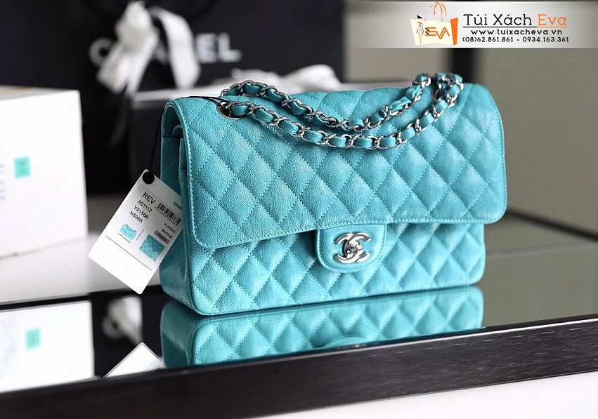 Túi Xách Chanel Classic Flap Midium Bag Siêu Cấp Màu Xanh Biển Đẹp.