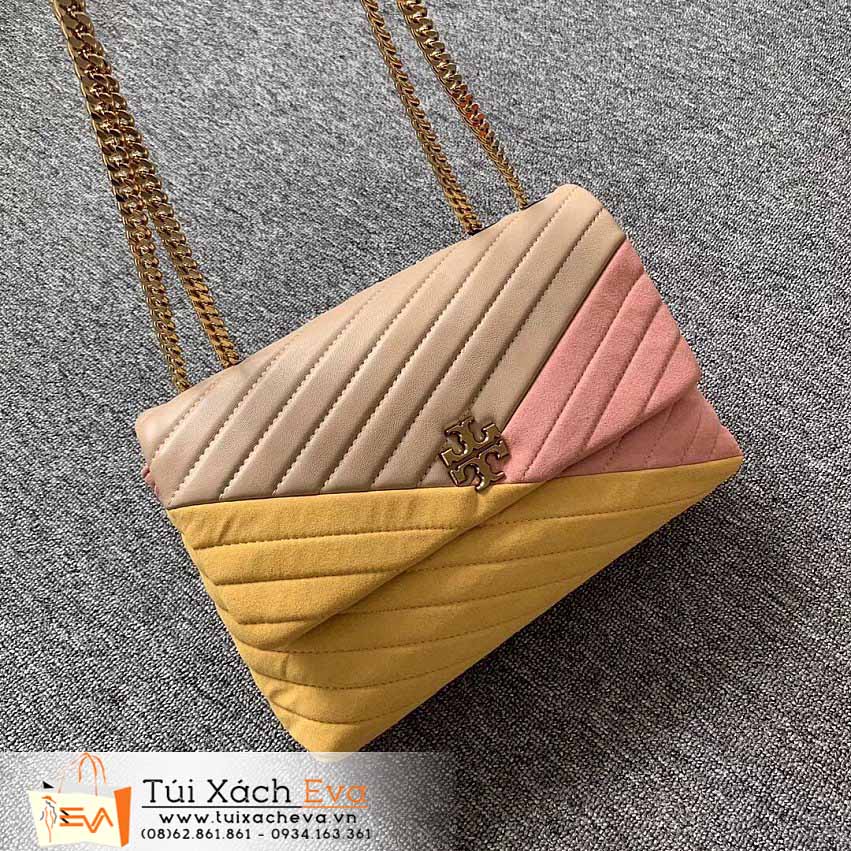 Túi Xách Tory Burch Kira Chevron Convertible Shoulder Bag Siêu Cấp Màu Vàng Phối Hồng Kem Đẹp.