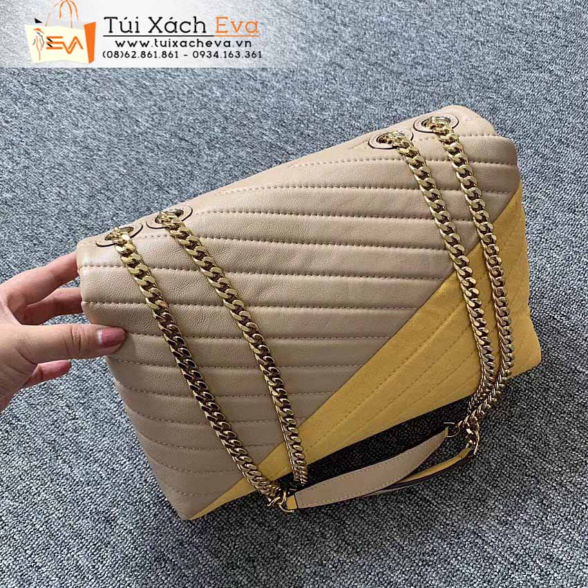 Túi Xách Tory Burch Kira Chevron Convertible Shoulder Bag Siêu Cấp Màu Vàng Phối Hồng Kem Đẹp.