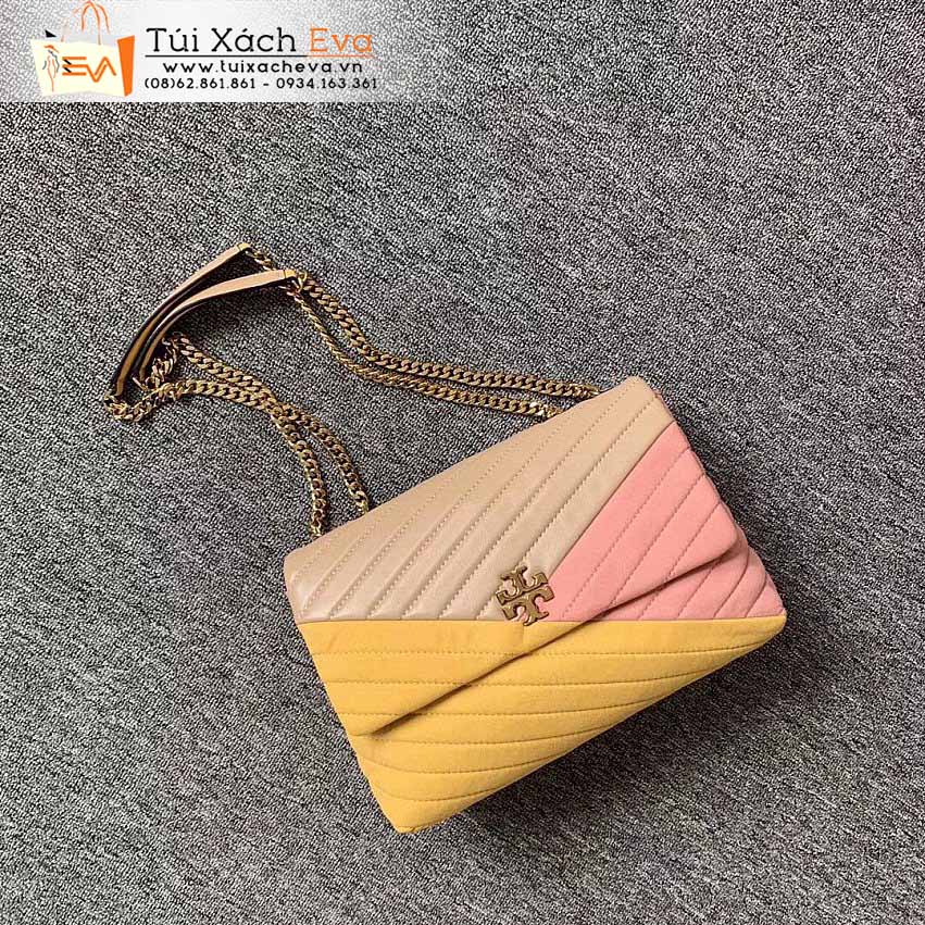 Túi Xách Tory Burch Kira Chevron Convertible Shoulder Bag Siêu Cấp Màu Vàng Phối Hồng Kem Đẹp.