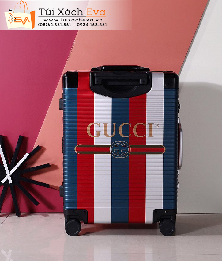 Vali Gucci Bag Siêu Cấp Màu Xanh Phối Hồng Trắng Đẹp.