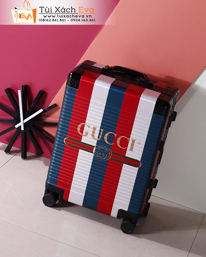 Vali Gucci Bag Siêu Cấp Màu Xanh Phối Hồng Trắng Đẹp.