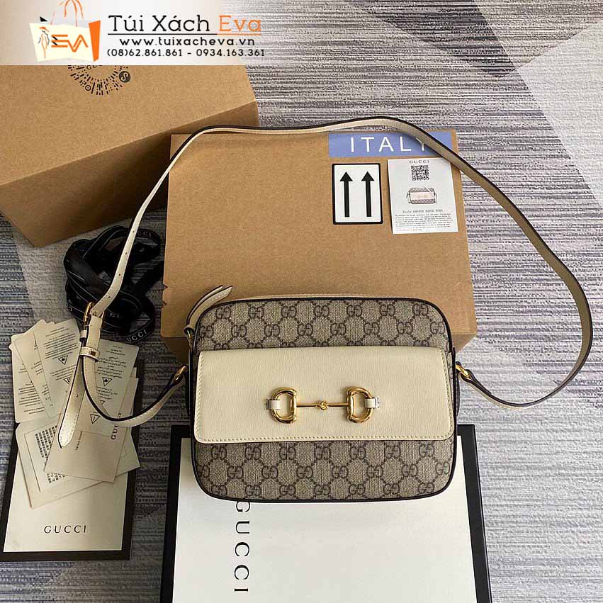 Túi Xách Gucci Hotsebit Bag Siêu Cấp Màu Xám Phối Kem Đẹp M645454.