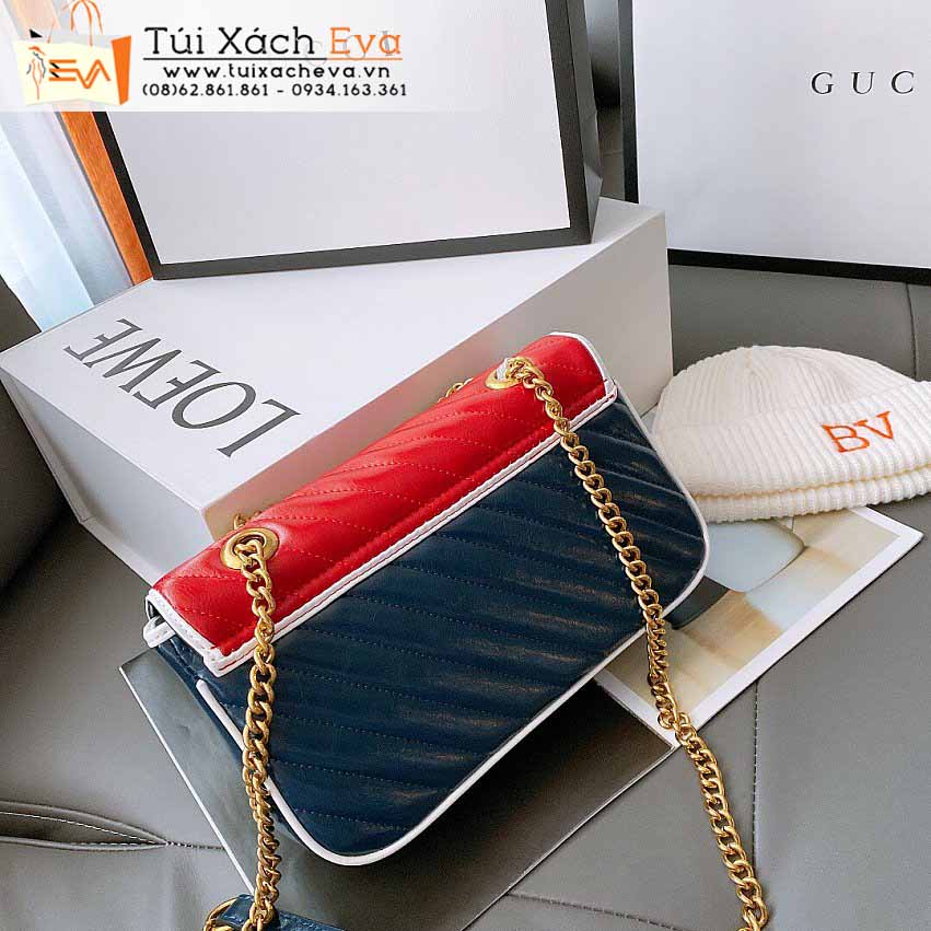 Túi Xách Gucci Marmont Bag Siêu Cấp Màu Xanh Phối Đỏ Đẹp.