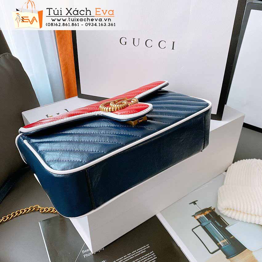 Túi Xách Gucci Marmont Bag Siêu Cấp Màu Xanh Phối Đỏ Đẹp.