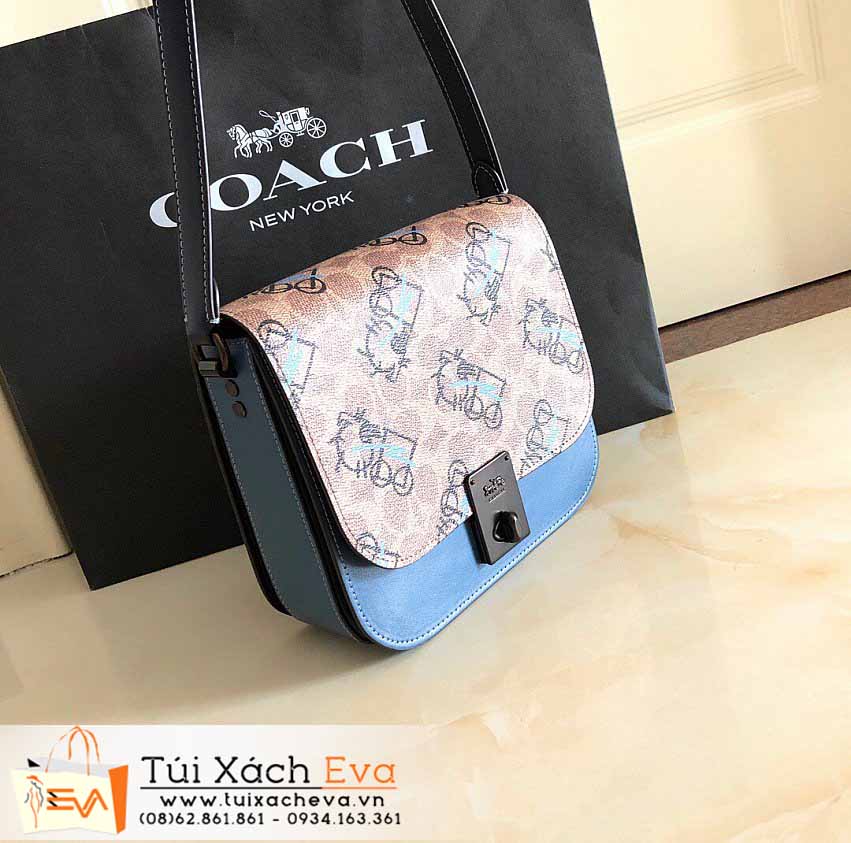 Túi Xách Coach Bag Siêu Cấp Màu Xanh Phối Nâu Đẹp M5466.