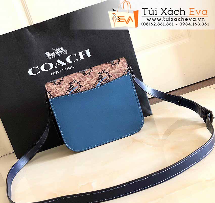 Túi Xách Coach Bag Siêu Cấp Màu Xanh Phối Nâu Đẹp M5466.