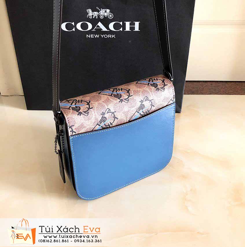 Túi Xách Coach Bag Siêu Cấp Màu Xanh Phối Nâu Đẹp M5466.