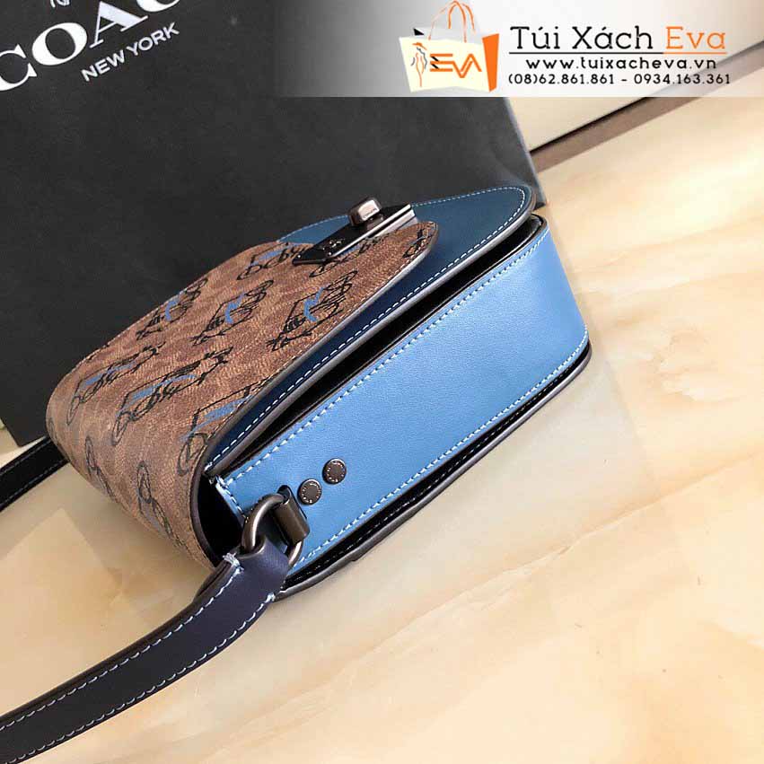 Túi Xách Coach Bag Siêu Cấp Màu Xanh Phối Nâu Đẹp M5466.