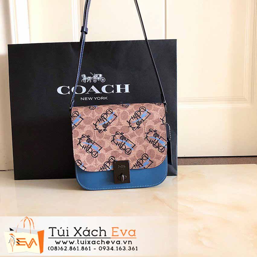 Túi Xách Coach Bag Siêu Cấp Màu Xanh Phối Nâu Đẹp M5466.