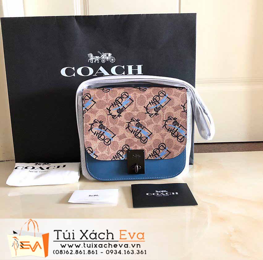 Túi Xách Coach Bag Siêu Cấp Màu Xanh Phối Nâu Đẹp M5466.