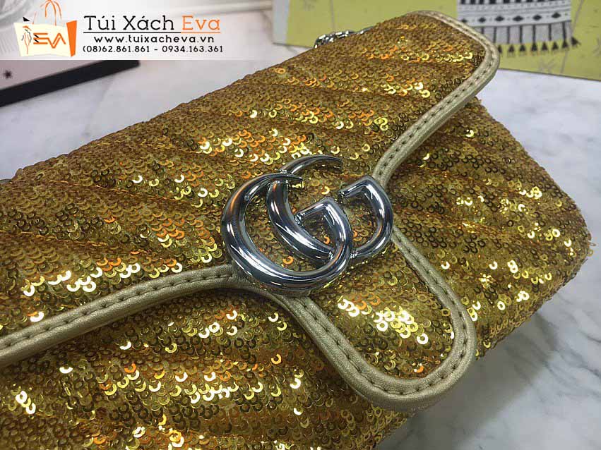 Túi Xách Gucci Sequin &Mormont Bag Siêu Cấp Màu Vàng Đẹp M446744.