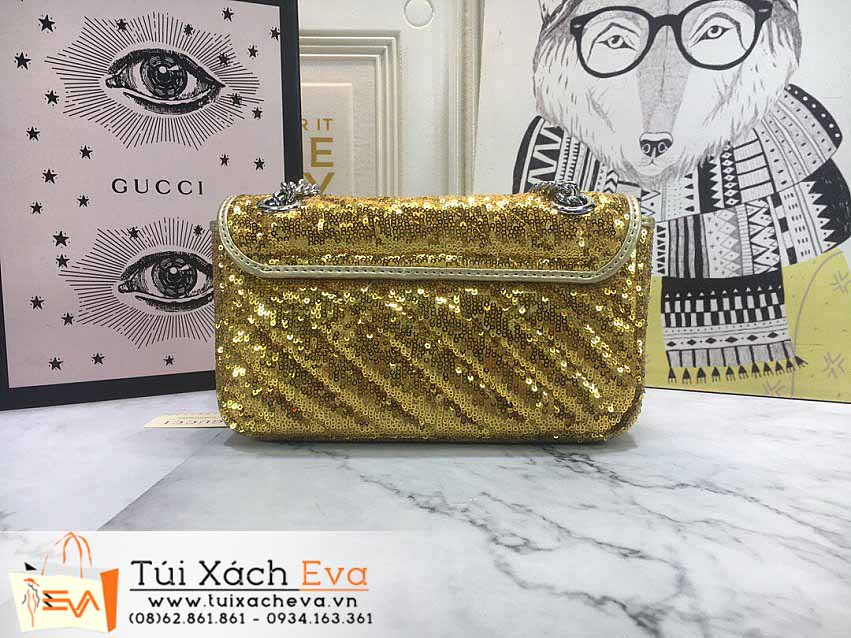 Túi Xách Gucci Sequin &Mormont Bag Siêu Cấp Màu Vàng Đẹp M446744.