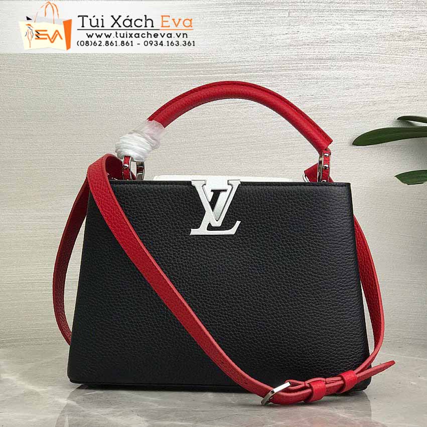 Túi Xách Lv Capucines BB Bag Siêu Cấp Màu Đen Quai Đỏ Đẹp M94519.