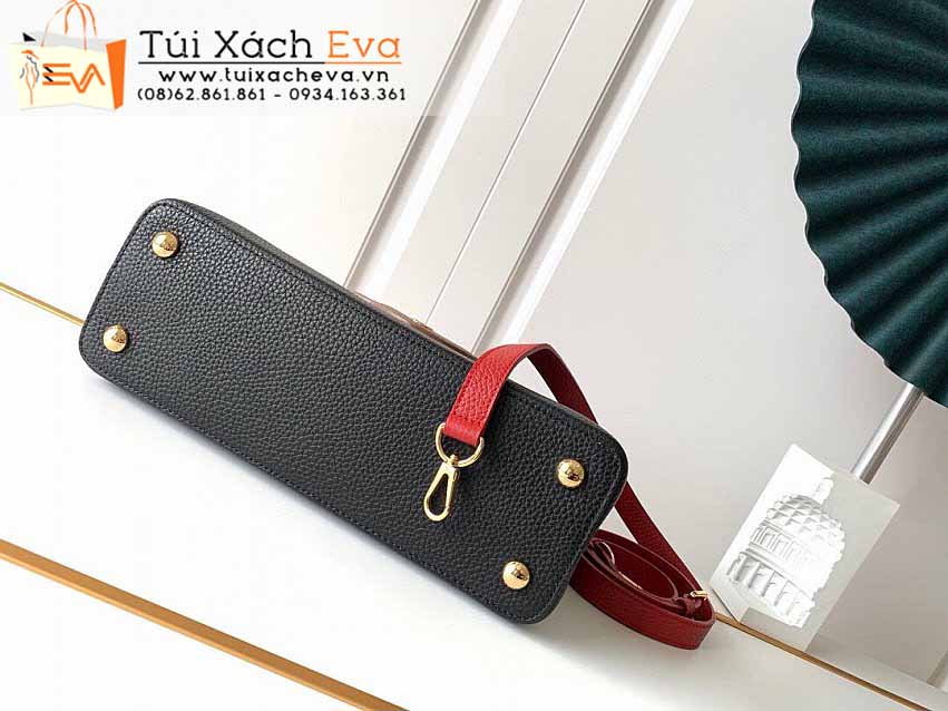 Túi Xách Lv Capucines BB Bag Siêu Cấp Màu Đen Quai Cam Đẹp M94519.