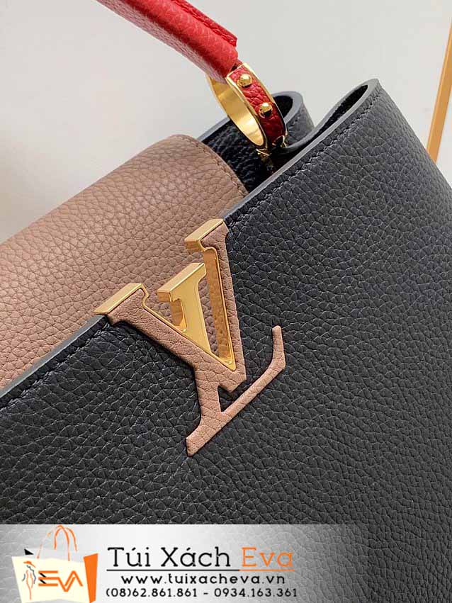 Túi Xách Lv Capucines BB Bag Siêu Cấp Màu Đen Quai Cam Đẹp M94519.