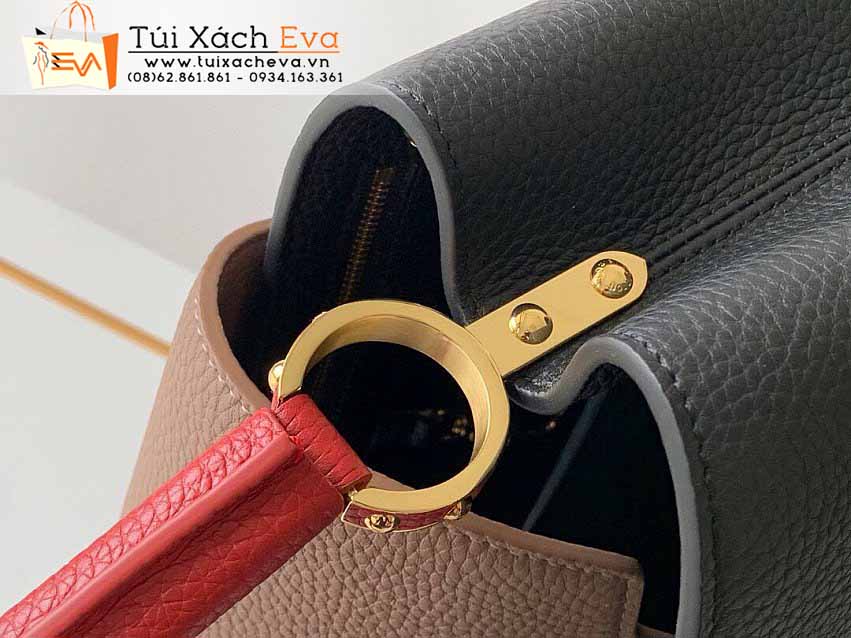 Túi Xách Lv Capucines BB Bag Siêu Cấp Màu Đen Quai Cam Đẹp M94519.