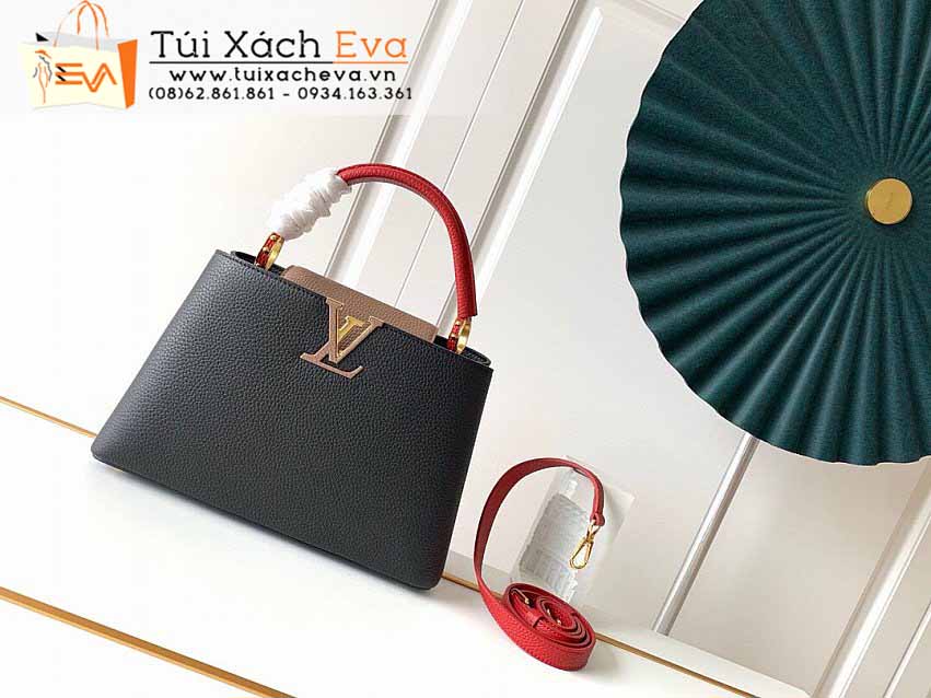 Túi Xách Lv Capucines BB Bag Siêu Cấp Màu Đen Quai Cam Đẹp M94519.