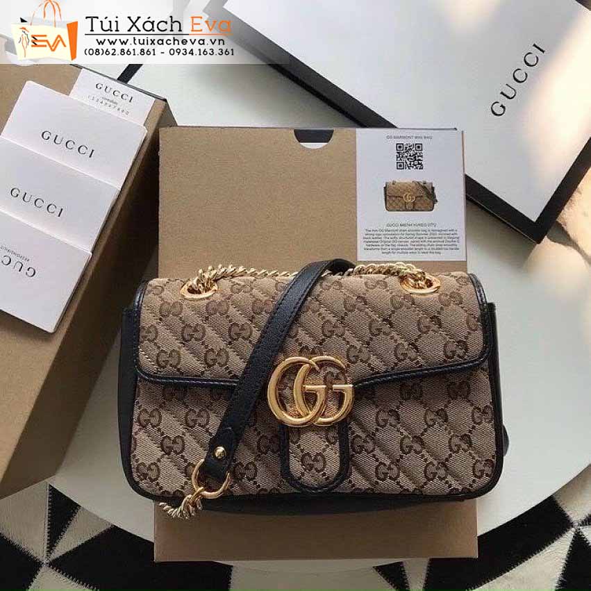 Túi Xách Gucci Marmont Bag Siêu Cấp Màu Nâu Phối Đen Đẹp M446744.