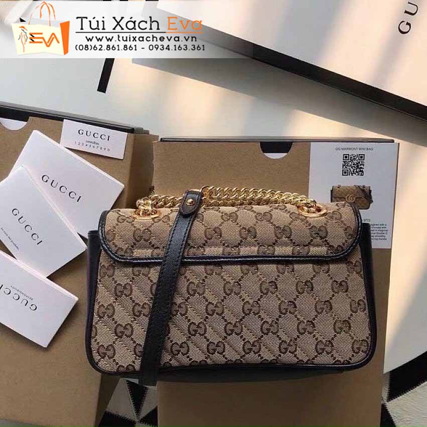 Túi Xách Gucci Marmont Bag Siêu Cấp Màu Nâu Phối Đen Đẹp M446744.