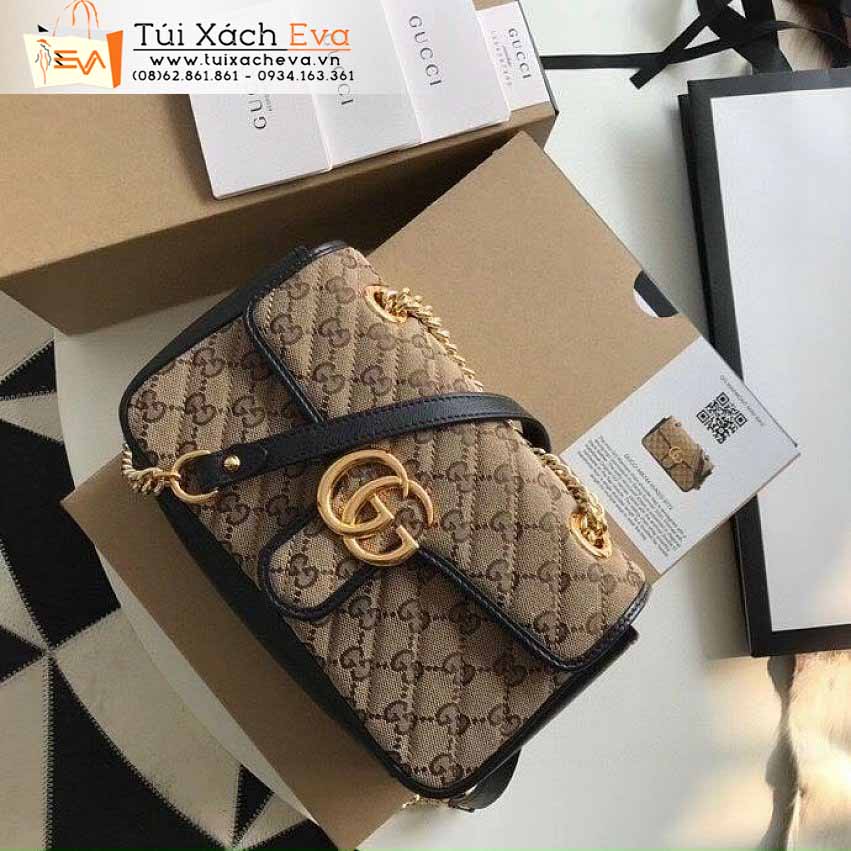 Túi Xách Gucci Marmont Bag Siêu Cấp Màu Nâu Phối Đen Đẹp M446744.