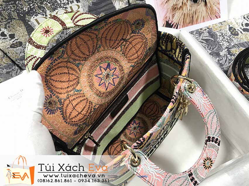 Túi Xách Dior Lady Bag Siêu Cấp Màu Cam Phối Xanh Đẹp M0565.