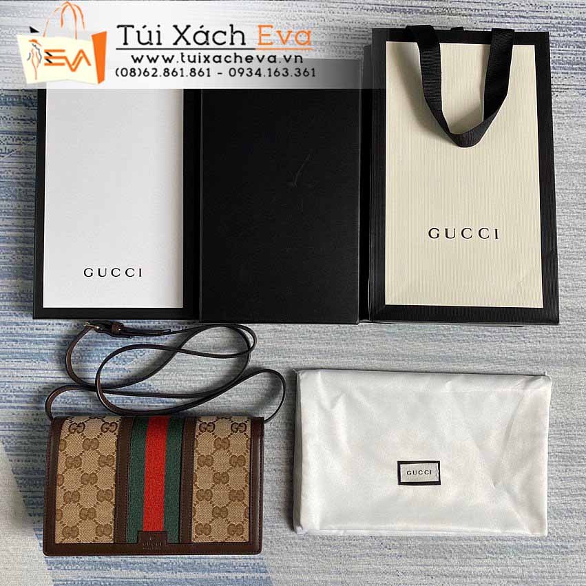 Túi Xách Gucci Vintage Bag Siêu Cấp Màu Nâu Phối Đỏ Xanh Đẹp M409439.