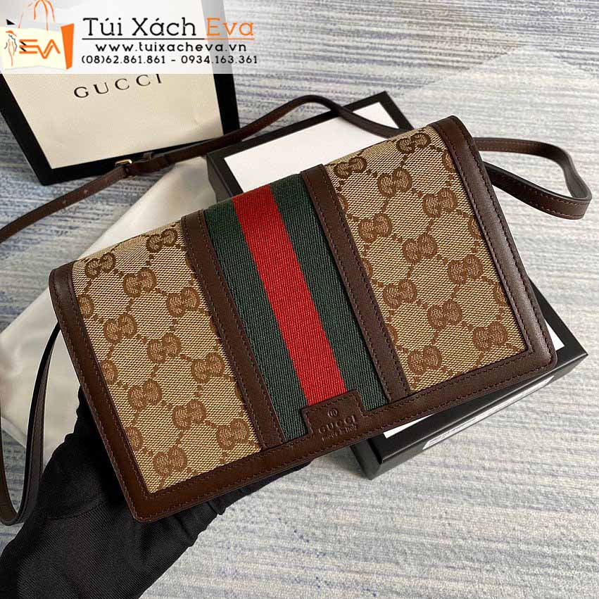 Túi Xách Gucci Vintage Bag Siêu Cấp Màu Nâu Phối Đỏ Xanh Đẹp M409439.