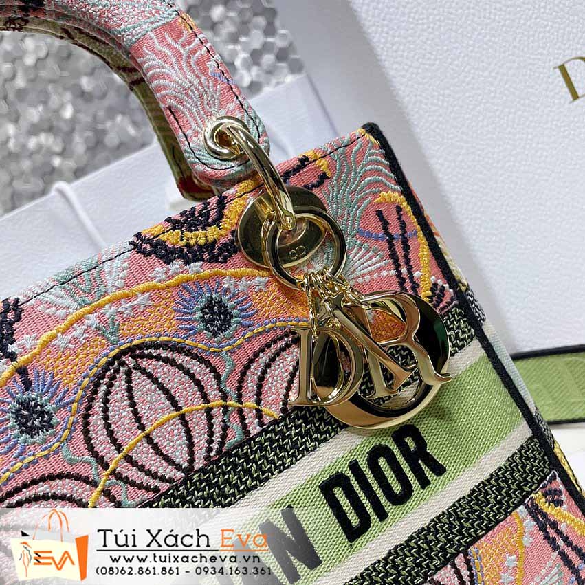 Túi Xách Dior Lady Bag Siêu Cấp Màu Hồng Phối Xanh Đẹp M0565.