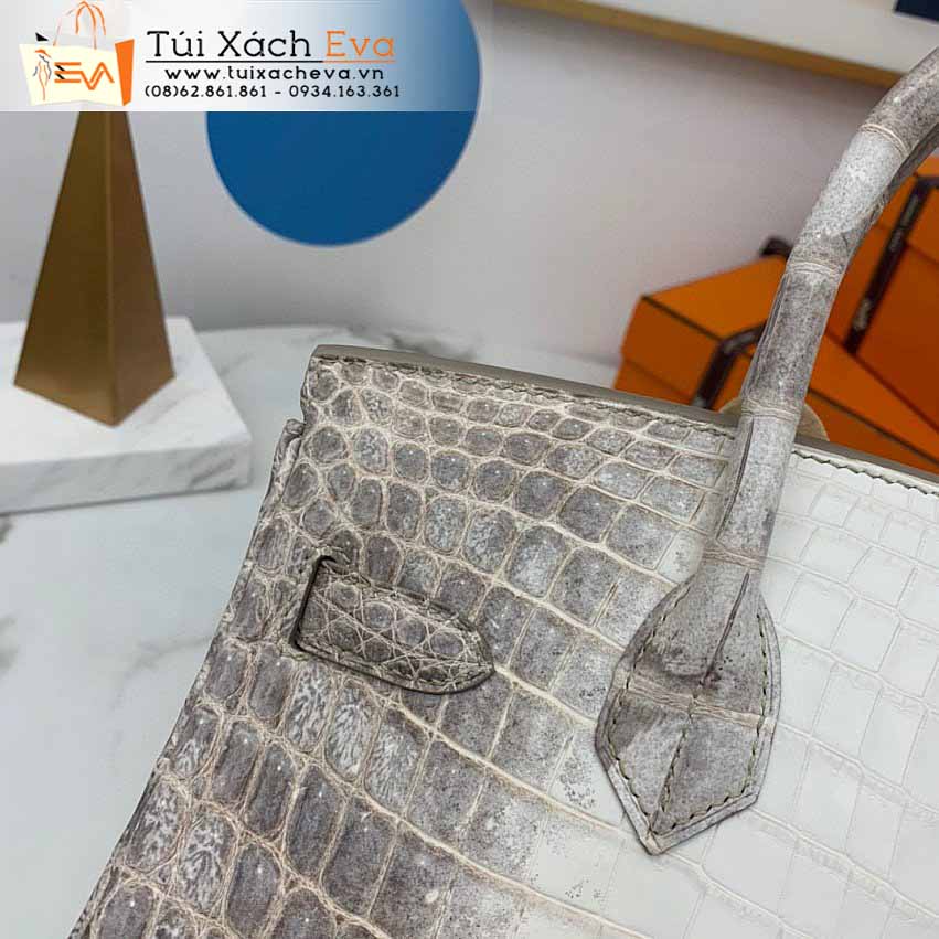 Túi Xách Hermes Birkin Bag Siêu Cấp Màu Xám Phối Trắng Đẹp.