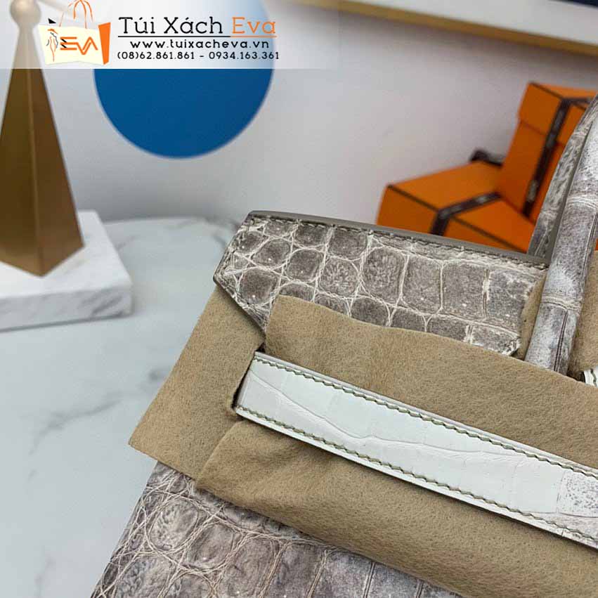 Túi Xách Hermes Birkin Bag Siêu Cấp Màu Xám Phối Trắng Đẹp.