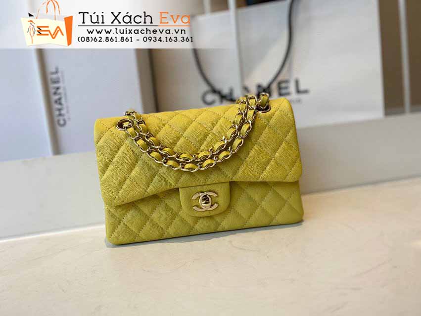 Túi Xách Chanel Classic Flap Bag Siêu Cấp Màu Vàng Đẹp M01112.