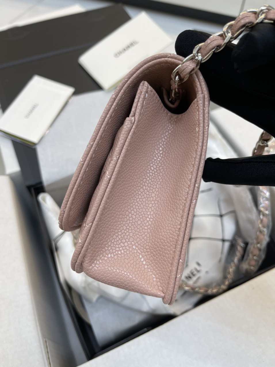 Túi Xách Chanel Super Woc Màu Hồng Khóa Bạc Size 19cm