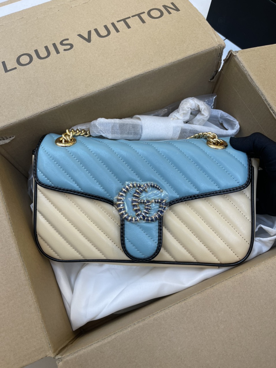Túi Xách Gucci Super GG Marmont Small Bag Màu Xanh Size 12cm