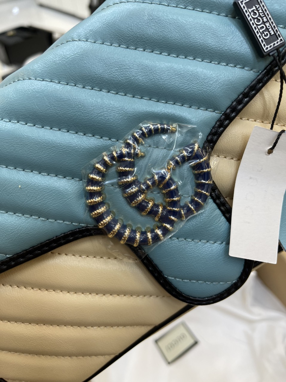 Túi Xách Gucci Super GG Marmont Small Bag Màu Xanh Size 12cm