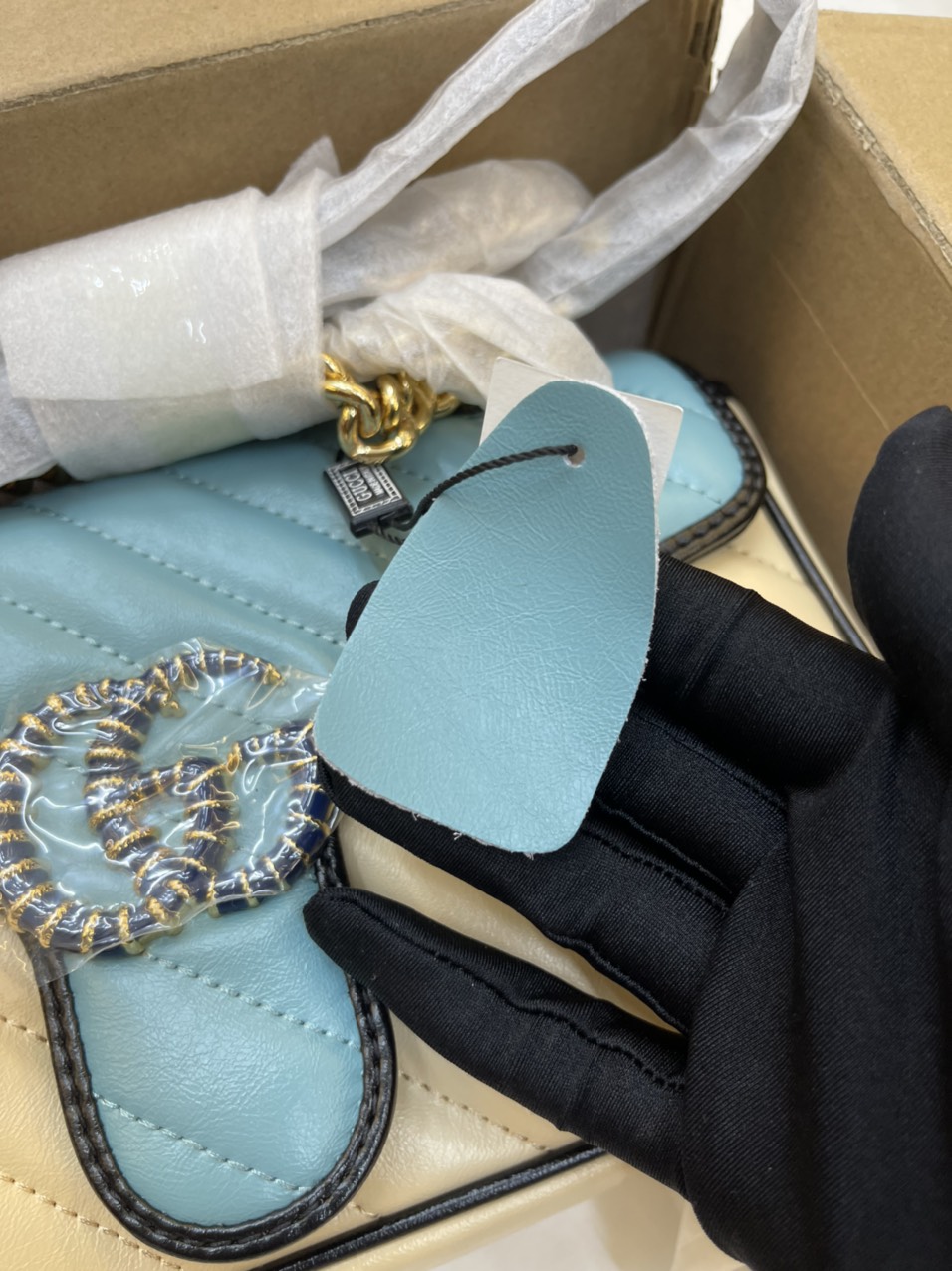 Túi Xách Gucci Super GG Marmont Small Bag Màu Xanh Size 12cm