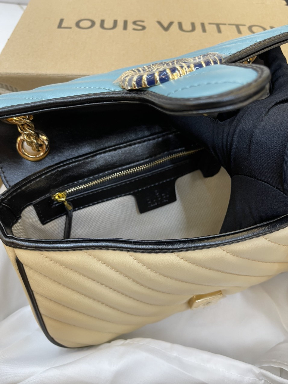 Túi Xách Gucci Super GG Marmont Small Bag Màu Xanh Size 12cm