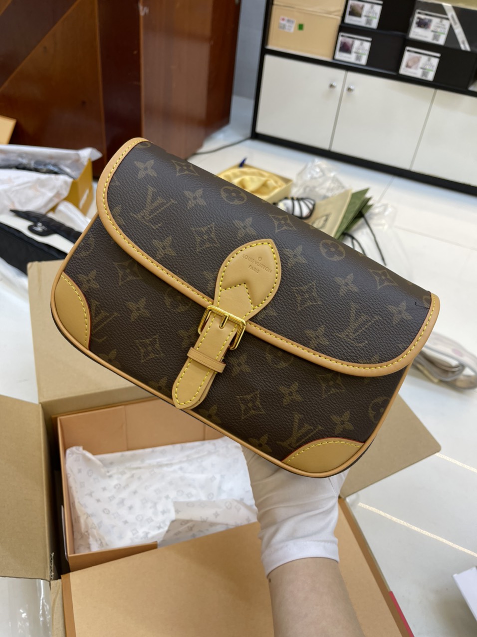 Túi Đeo Chéo Louis Vuitton Diane Màu Nâu