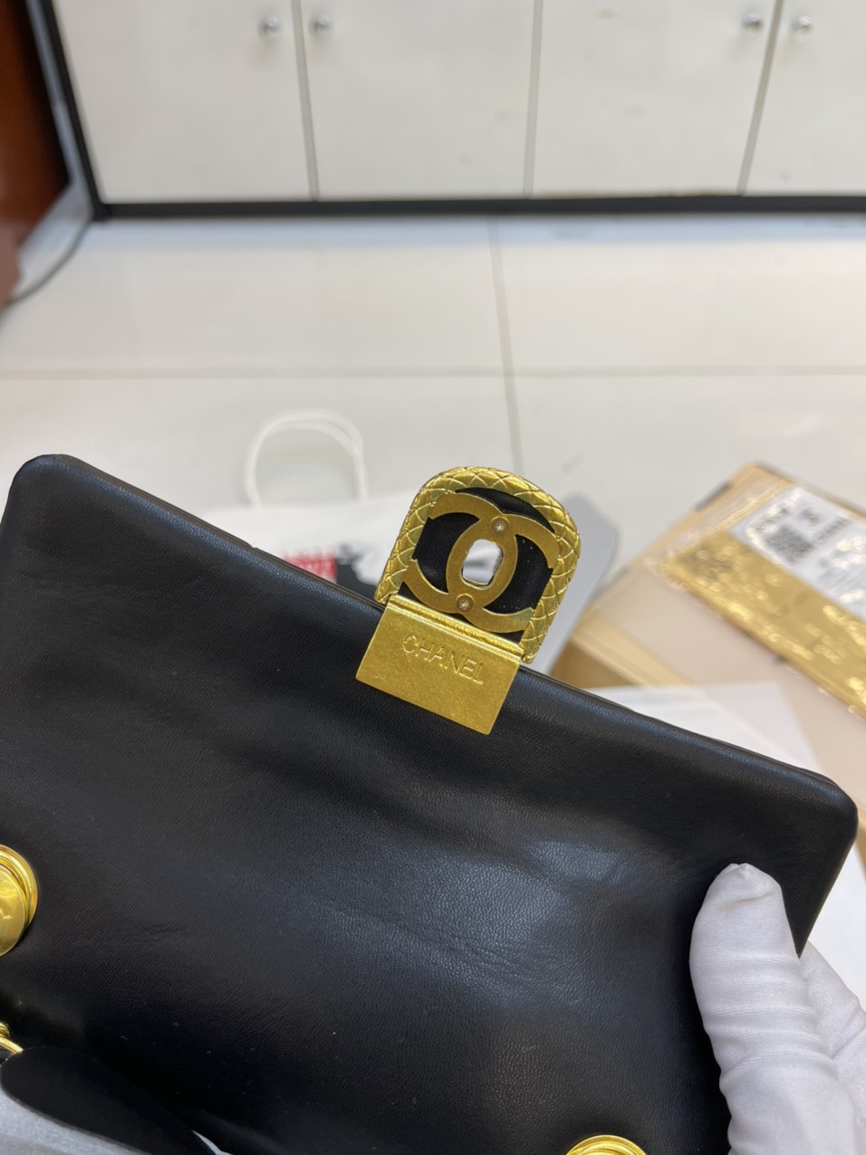 Túi Đeo Chéo Chanel Super Mini Flap Bag LambskinHardware AS3473 Màu Đen