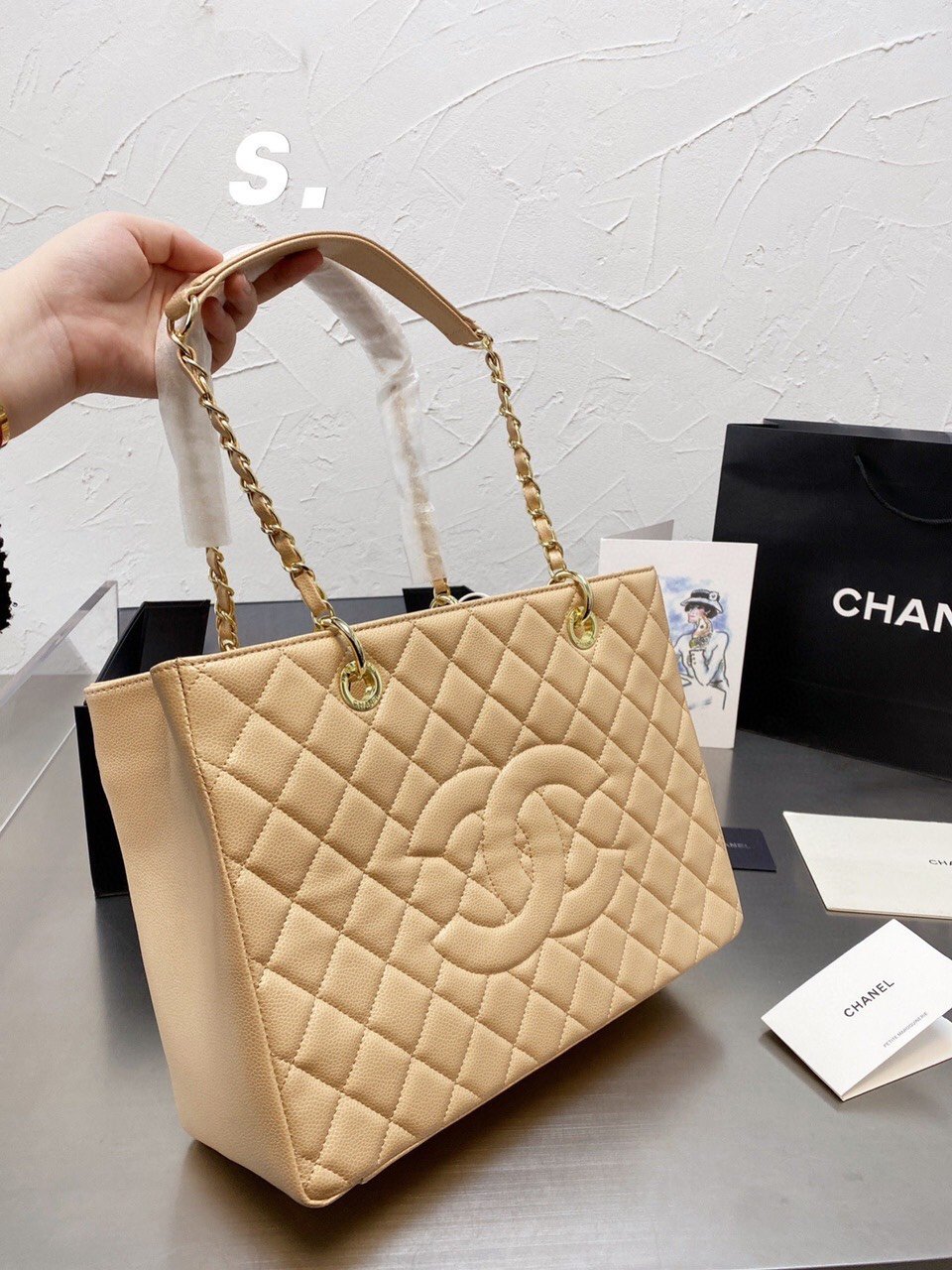 Túi Xách CHANEL Super Caviar Grand Timeless Tote GTT Màu Be