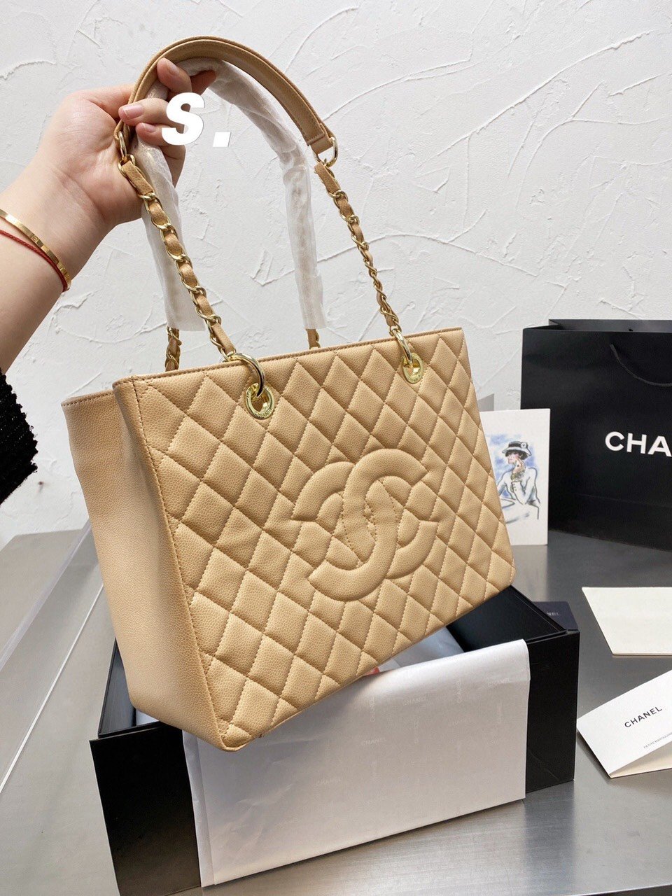 Túi Xách CHANEL Super Caviar Grand Timeless Tote GTT Màu Be